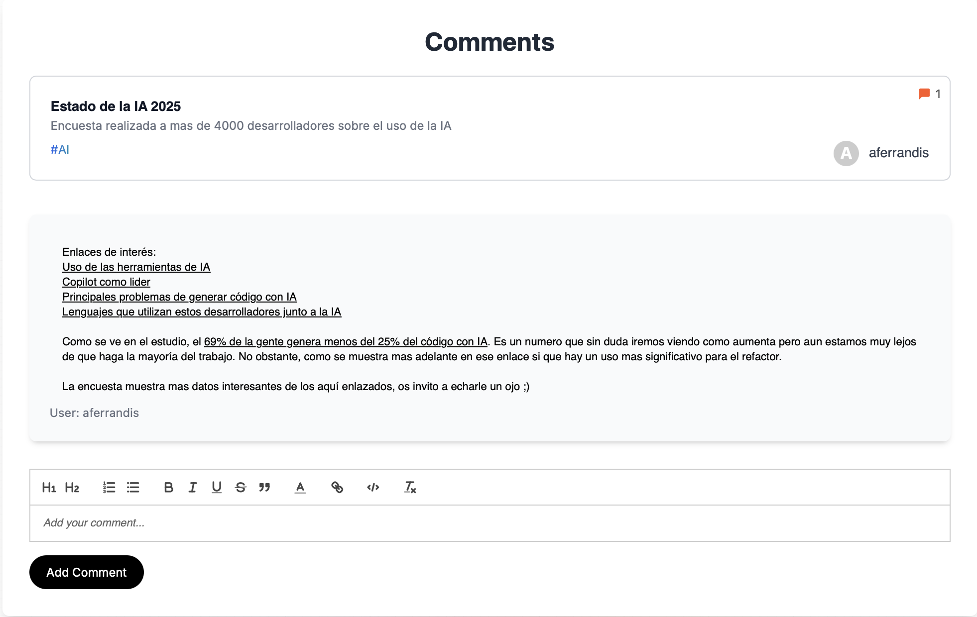 Imagen de comentarios en un artículo